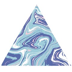 Blue Vivid Marble Pattern Wooden Puzzle Triangle by goljakoff