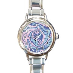 Blue Vivid Marble Pattern 10 Round Italian Charm Watch by goljakoff