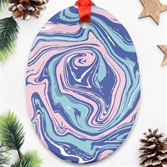 Blue Vivid Marble Pattern 10 Ornament (oval) by goljakoff