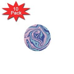 Blue Vivid Marble Pattern 10 1  Mini Buttons (10 Pack)  by goljakoff