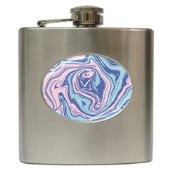 Blue Vivid Marble Pattern 10 Hip Flask (6 Oz) by goljakoff