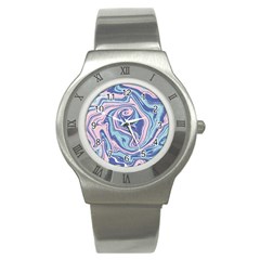 Blue Vivid Marble Pattern 10 Stainless Steel Watch by goljakoff