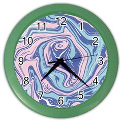 Blue Vivid Marble Pattern 10 Color Wall Clock by goljakoff