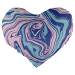 Blue Vivid Marble Pattern 10 Large 19  Premium Heart Shape Cushions Back