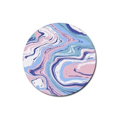 Rose And Blue Vivid Marble Pattern 11 Rubber Coaster (round)  by goljakoff