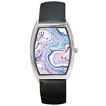 Rose and blue Vivid Marble Pattern 11 Barrel Style Metal Watch Front