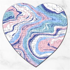 Rose And Blue Vivid Marble Pattern 11 Jigsaw Puzzle (heart) by goljakoff