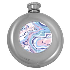 Rose And Blue Vivid Marble Pattern 11 Round Hip Flask (5 Oz) by goljakoff