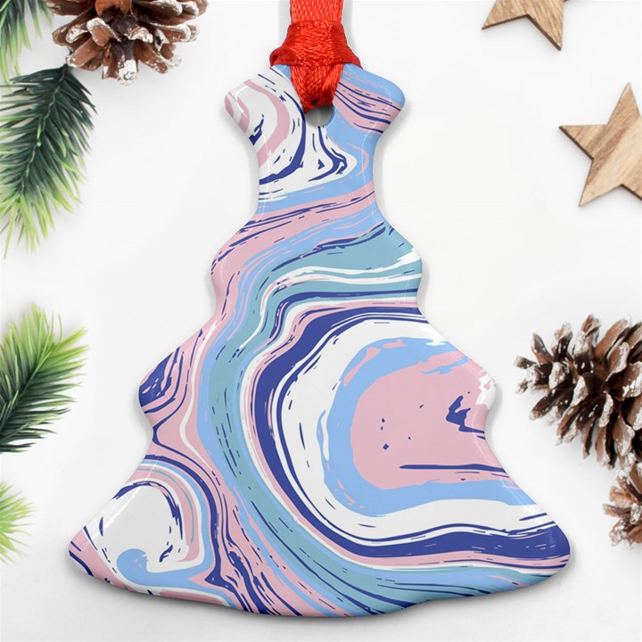 Rose and blue Vivid Marble Pattern 11 Christmas Tree Ornament (Two Sides)