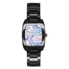 Rose And Blue Vivid Marble Pattern 11 Stainless Steel Barrel Watch by goljakoff