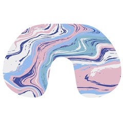 Rose And Blue Vivid Marble Pattern 11 Travel Neck Pillow by goljakoff