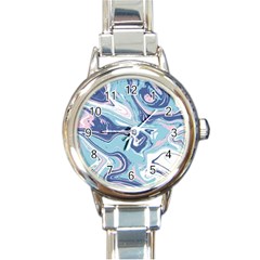 Blue Vivid Marble Pattern 12 Round Italian Charm Watch by goljakoff