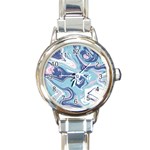 Blue Vivid Marble Pattern 12 Round Italian Charm Watch Front