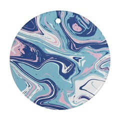 Blue Vivid Marble Pattern 12 Ornament (round) by goljakoff