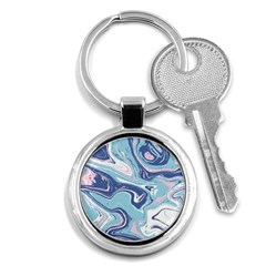 Blue Vivid Marble Pattern 12 Key Chain (round) by goljakoff