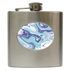 Blue Vivid Marble Pattern 12 Hip Flask (6 Oz) by goljakoff