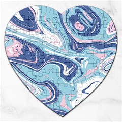 Blue Vivid Marble Pattern 12 Jigsaw Puzzle (heart) by goljakoff