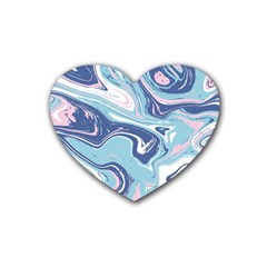 Blue Vivid Marble Pattern 12 Heart Coaster (4 Pack)  by goljakoff