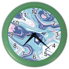 Blue Vivid Marble Pattern 12 Color Wall Clock by goljakoff