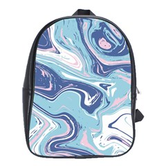 Blue Vivid Marble Pattern 12 School Bag (large) by goljakoff