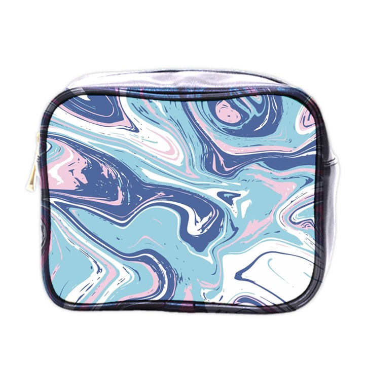 Blue Vivid Marble Pattern 12 Mini Toiletries Bag (One Side)