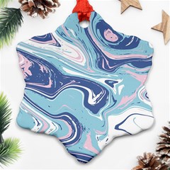 Blue Vivid Marble Pattern 12 Ornament (snowflake) by goljakoff