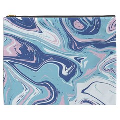 Blue Vivid Marble Pattern 12 Cosmetic Bag (xxxl) by goljakoff