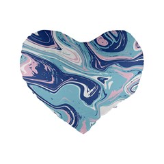 Blue Vivid Marble Pattern 12 Standard 16  Premium Heart Shape Cushions by goljakoff