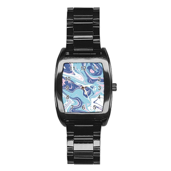 Blue Vivid Marble Pattern 12 Stainless Steel Barrel Watch