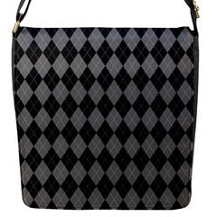 Black Diamonds Flap Closure Messenger Bag (S)