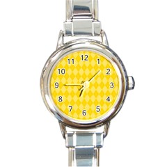 Yellow Diamonds Round Italian Charm Watch by ArtsyWishy