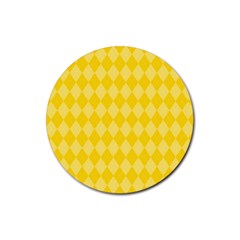 Yellow Diamonds Rubber Coaster (round) by ArtsyWishy