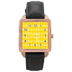 Yellow Diamonds Rose Gold Leather Watch  by ArtsyWishy