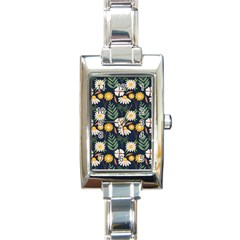 Flower Grey Pattern Floral Rectangle Italian Charm Watch