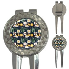 Flower Grey Pattern Floral 3-in-1 Golf Divots