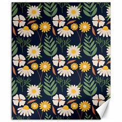 Flower Grey Pattern Floral Canvas 8  X 10 