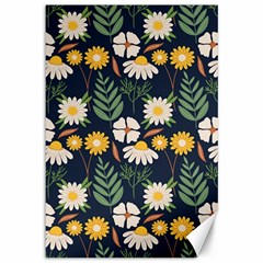 Flower Grey Pattern Floral Canvas 12  X 18 