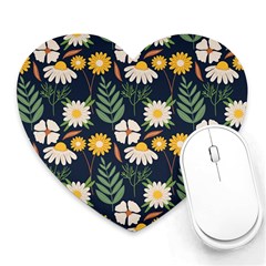 Flower Grey Pattern Floral Heart Mousepads by Dutashop