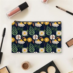 Flower Grey Pattern Floral Cosmetic Bag (medium) by Dutashop