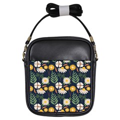 Flower Grey Pattern Floral Girls Sling Bag