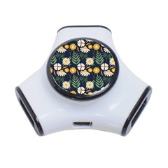 Flower Grey Pattern Floral 3-port Usb Hub by Dutashop