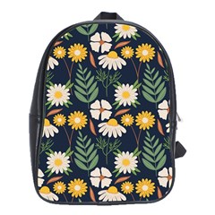 Flower Grey Pattern Floral School Bag (xl)