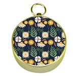 Flower Grey Pattern Floral Gold Compasses Front