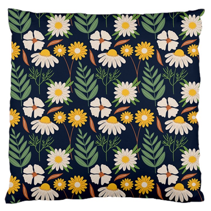 Flower Grey Pattern Floral Standard Flano Cushion Case (One Side)