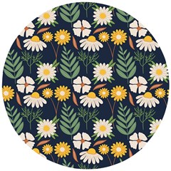 Flower Grey Pattern Floral Wooden Puzzle Round by Dutashop