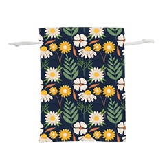 Flower Grey Pattern Floral Lightweight Drawstring Pouch (m)