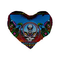 Grateful Dead Wallpapers Standard 16  Premium Flano Heart Shape Cushions by Sapixe