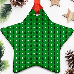 Green Christmas Tree Pattern Background Ornament (star) by Amaryn4rt