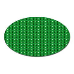 Green Christmas Tree Pattern Background Oval Magnet by Amaryn4rt