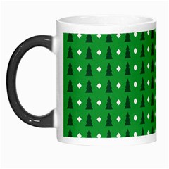 Green Christmas Tree Pattern Background Morph Mugs by Amaryn4rt